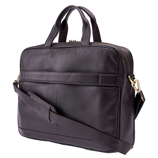 Деловая сумка Dr.Koffer из натуральной кожи темно-коричневая