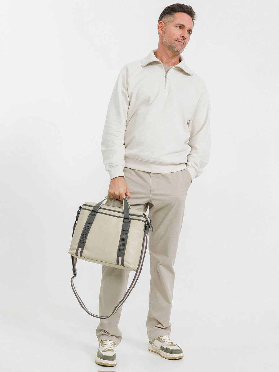 Деловая сумка Dr.Koffer из натуральной кожи бежевая