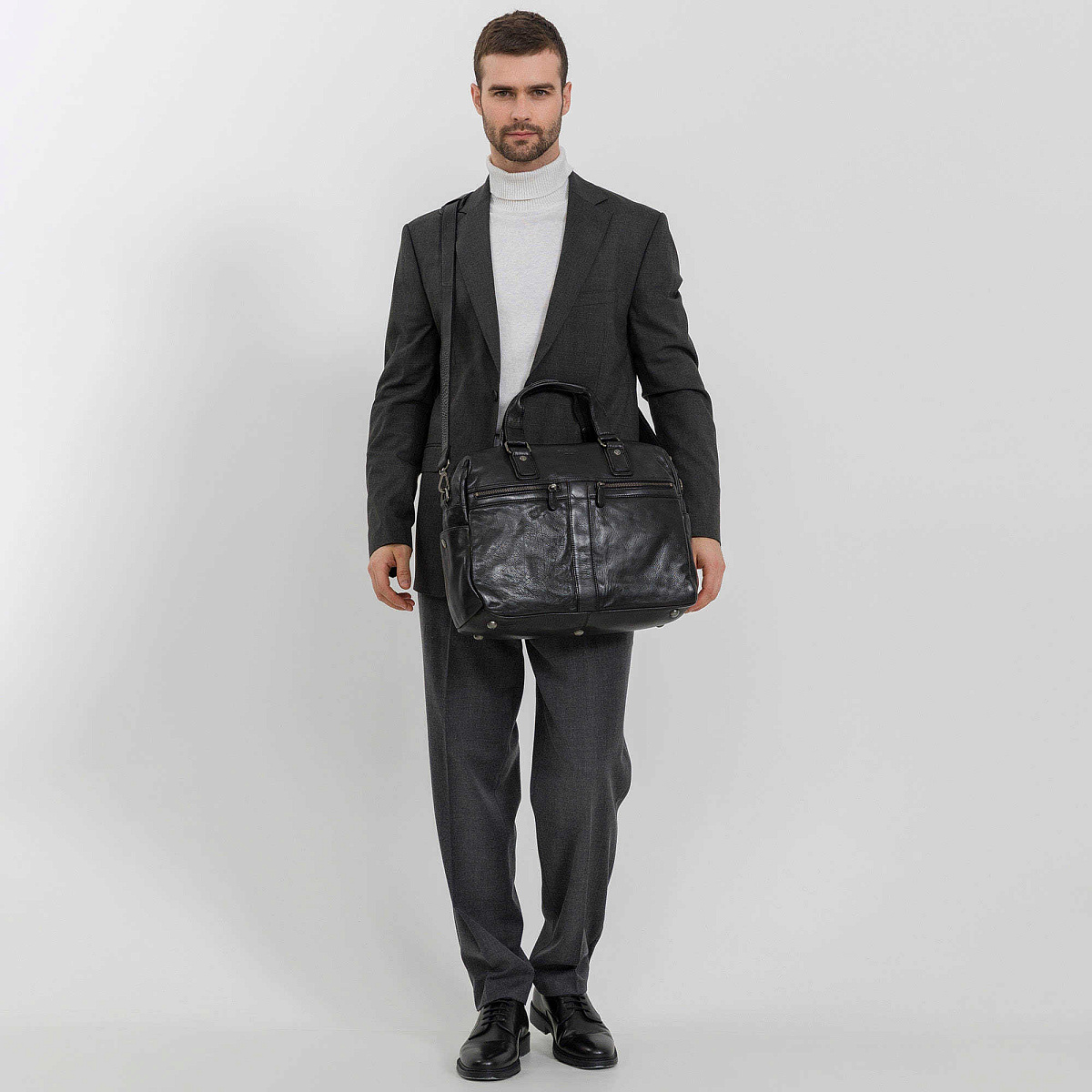 Деловая сумка Dr.Koffer из натуральной кожи черная