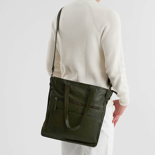 Деловая сумка Dr.Koffer из натуральной кожи зеленая