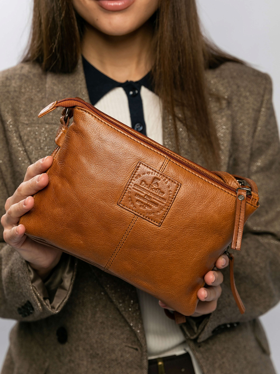 Сумка через плечо Dr.Koffer из натуральной кожи коричневая