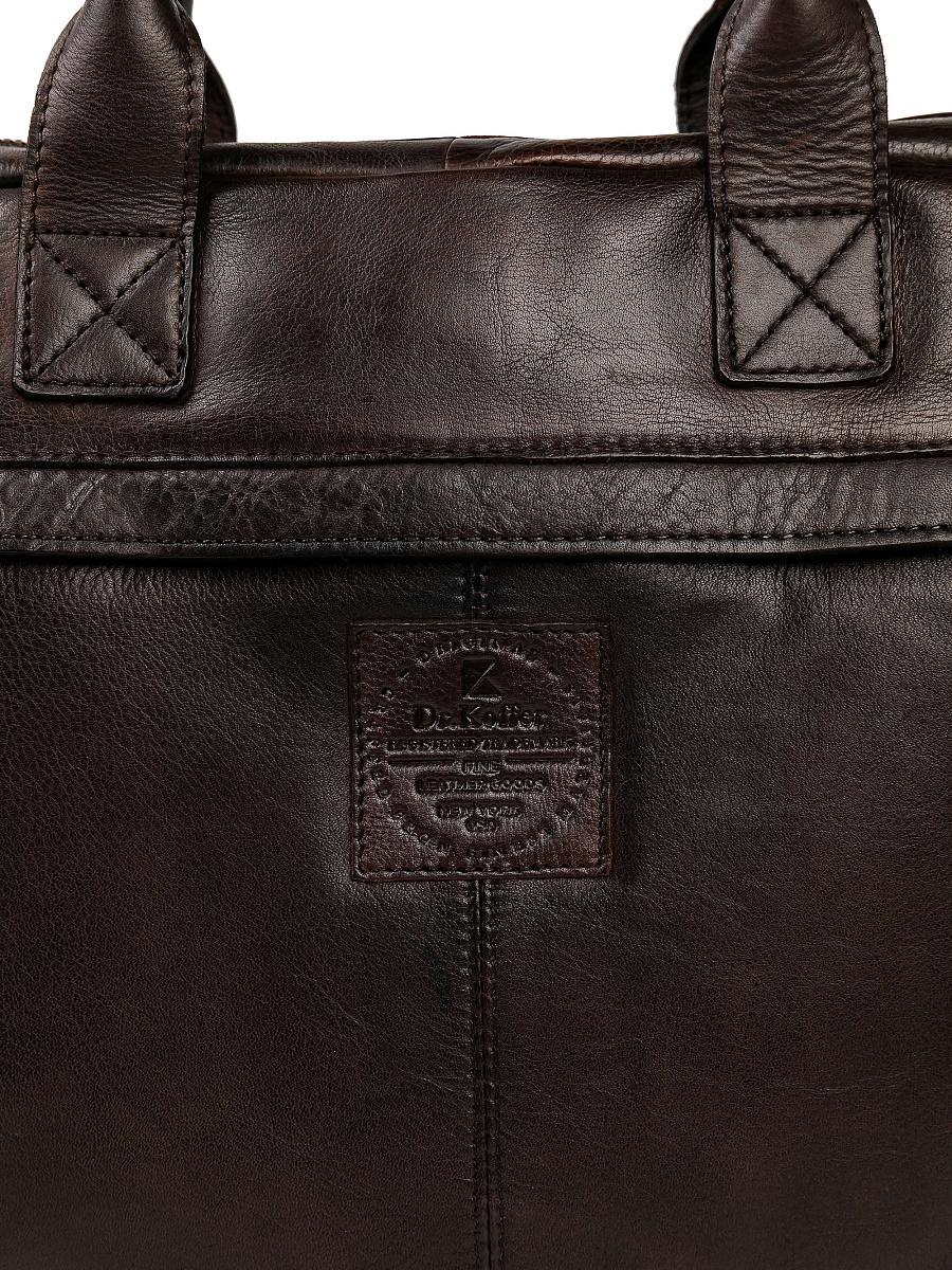 Деловая сумка Dr.Koffer из натуральной кожи темно-коричневая