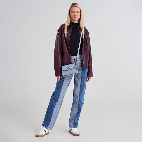 Женская сумка Dr. Koffer из натуральной кожи голубая