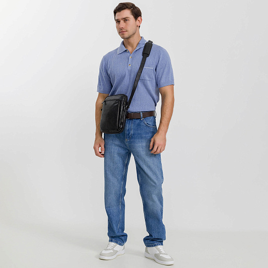 Сумка через плечо Dr.Koffer из натуральной кожи черная