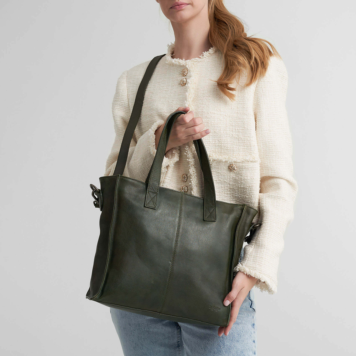 Деловая сумка Dr.Koffer из натуральной кожи зеленая