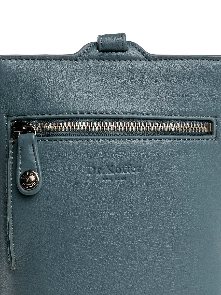 Сумка через плечо Dr.Koffer из натуральной кожи голубая