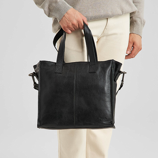 Деловая сумка Dr.Koffer из натуральной кожи черная