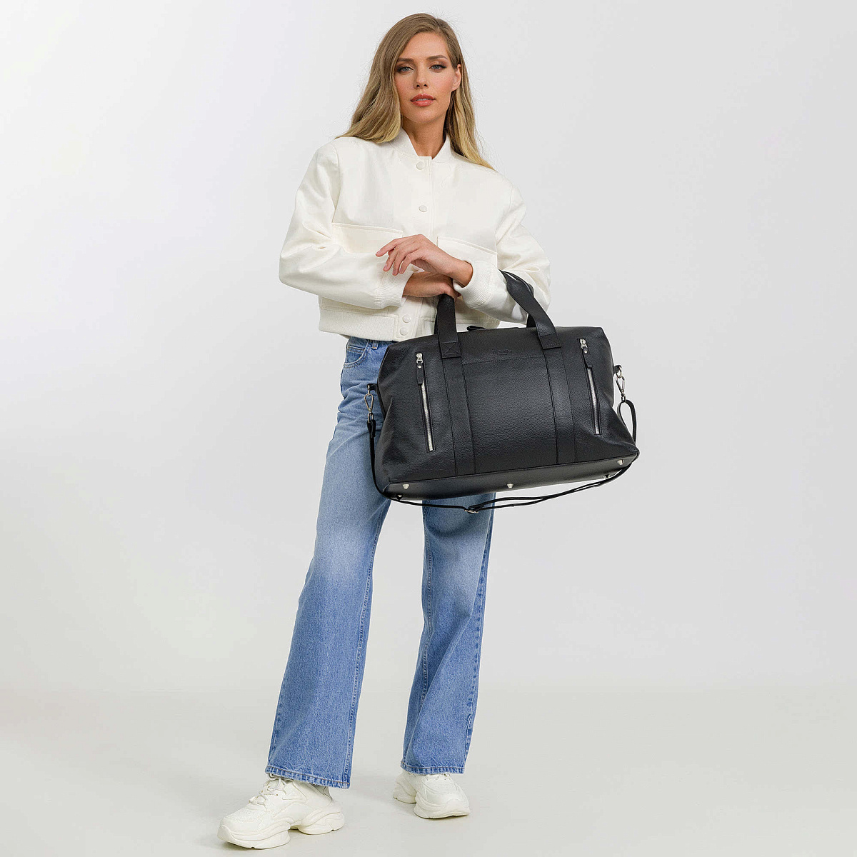 Сумка дорожная Dr.Koffer  из натуральной кожи черная