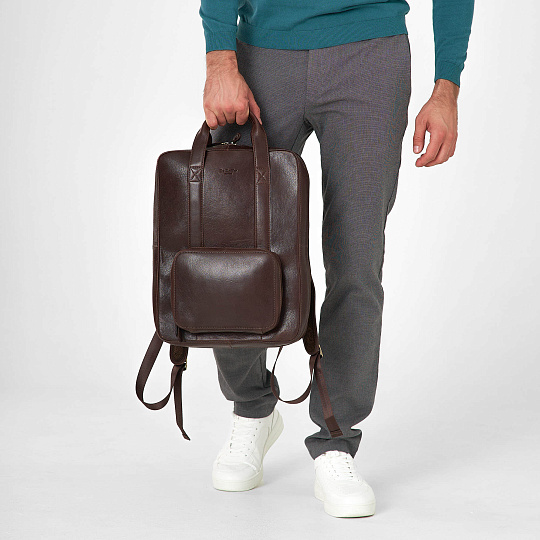 Рюкзак Dr.Koffer из натуральной кожи темно-коричневый