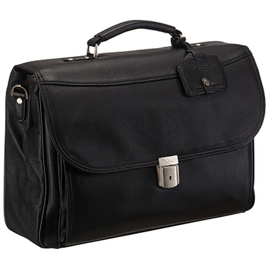 Классический мужской портфель с папкой для ноутбука (черного цвета)  Dr.Koffer B284320-01-04
