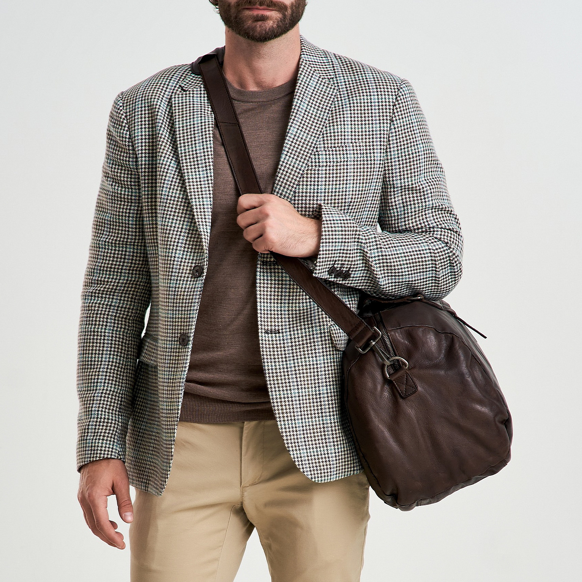 Сумка дорожная Dr.Koffer из натуральной кожи коричневая