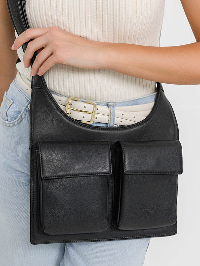 Сумка через плечо Dr.Koffer из натуральной кожи черная