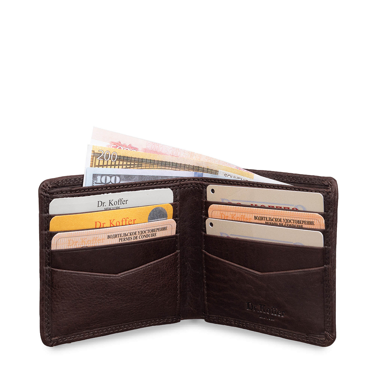 Портмоне Dr.Koffer из натуральной кожи коричневое