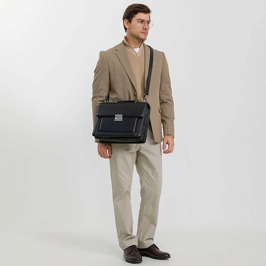 Портфель Dr.Koffer из натуральной кожи черный