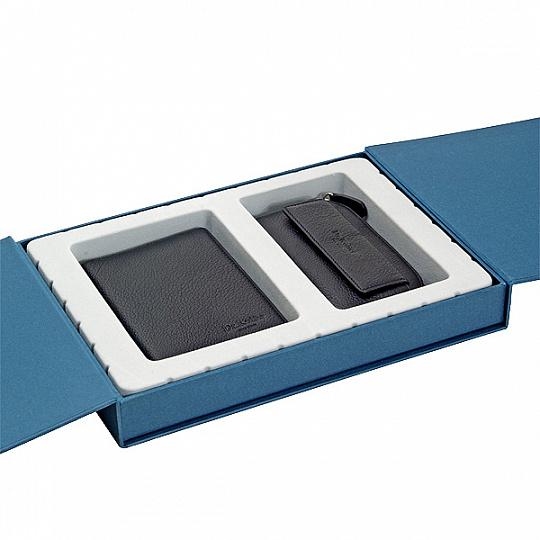 Подарочный набор: обложка для документов и ключница синего цвета Dr.Koffer X510281-01-04