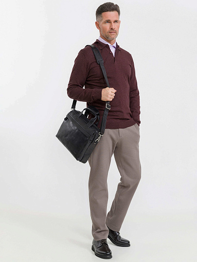 Деловая сумка Dr.Koffer из натуральной кожи черная