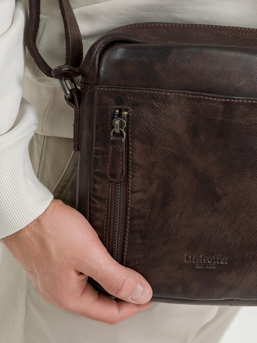 Сумка через плечо Dr.Koffer из натуральной кожи коричневая