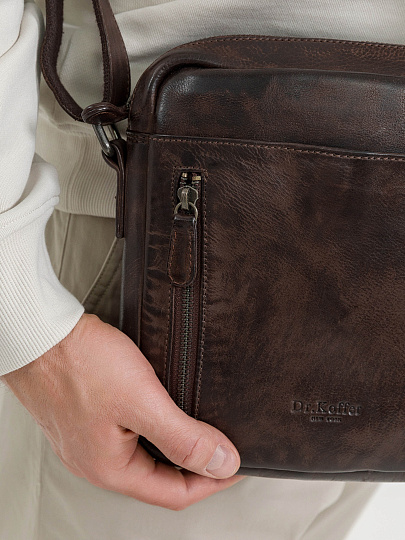Сумка через плечо Dr.Koffer из натуральной кожи коричневая