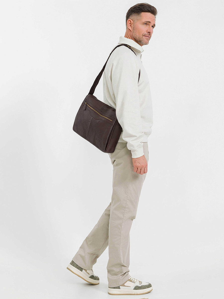 Деловая сумка Dr.Koffer из натуральной кожи темно-коричневая