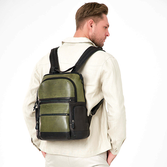 Рюкзак Dr.Koffer из натуральной кожи зеленый