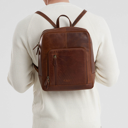 Рюкзак Dr.Koffer из натуральной кожи светло-коричневый