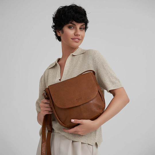 Женская сумка Dr.Koffer из натуральной кожи светло-коричневая