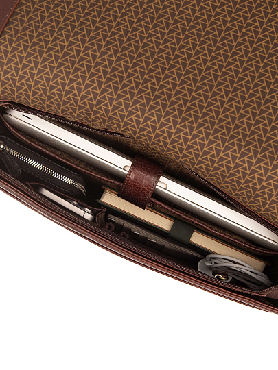 Деловая сумка Dr.Koffer из натуральной кожи темно-коричневая