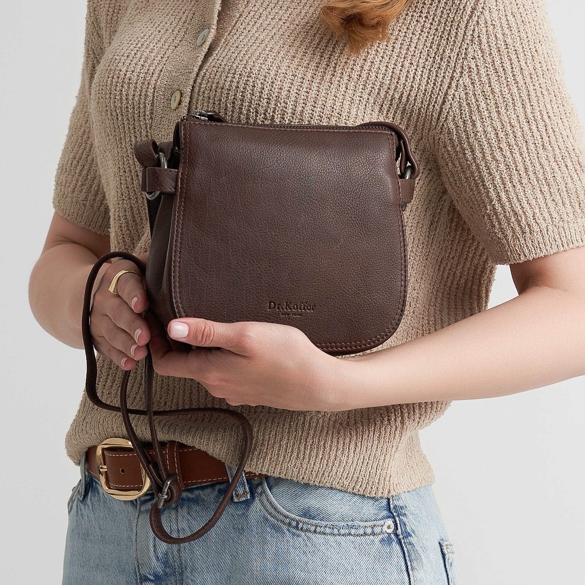 Женская сумка Dr.Koffer из натуральной кожи коричневая