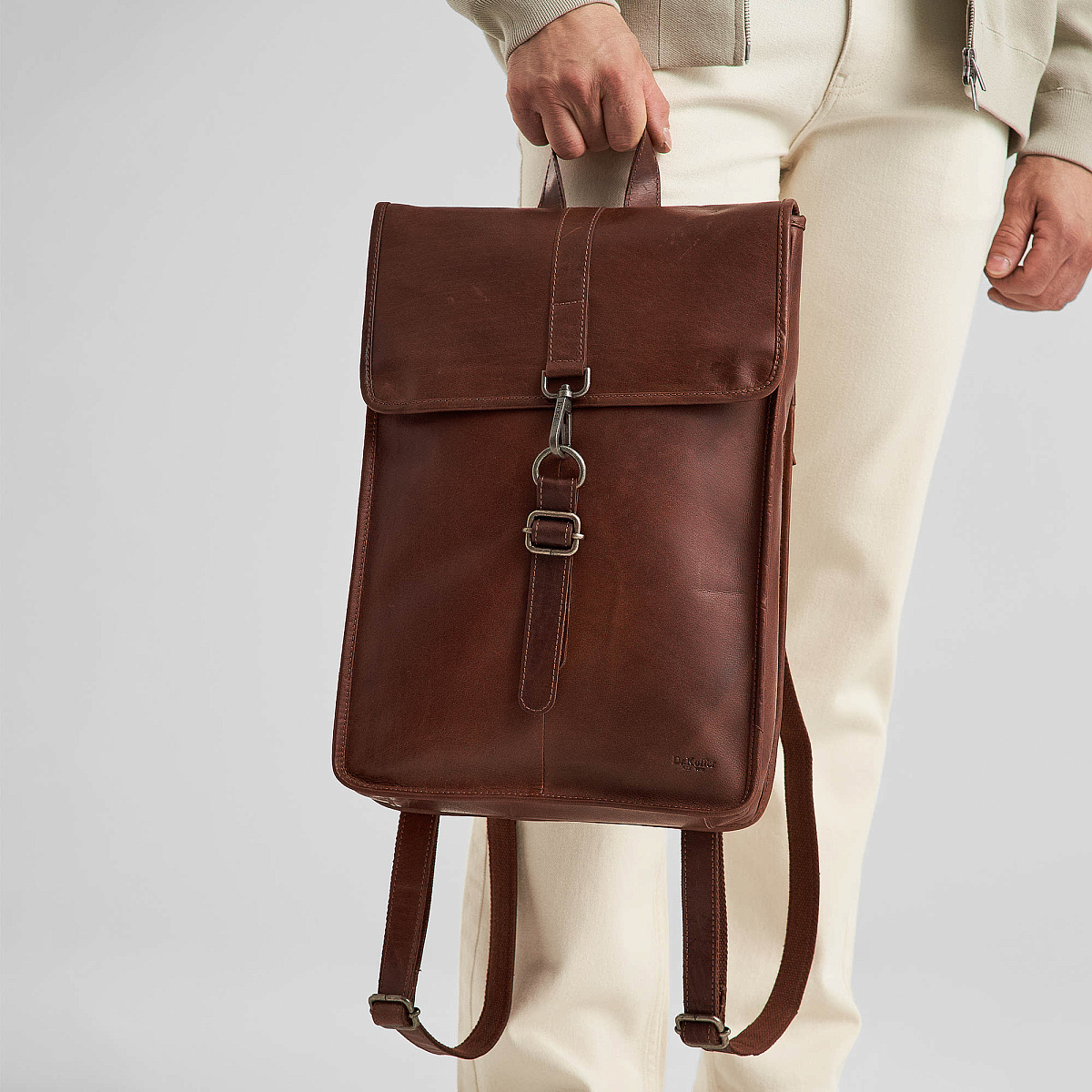 Рюкзак Dr.Koffer из натуральной кожи светло-коричневый