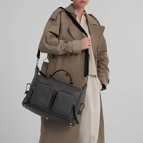 Сумка дорожная Dr.Koffer из натуральной кожи серая