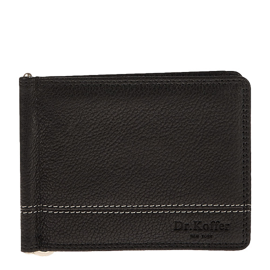 Зажим для денег Dr.Koffer из натуральной кожи черный
