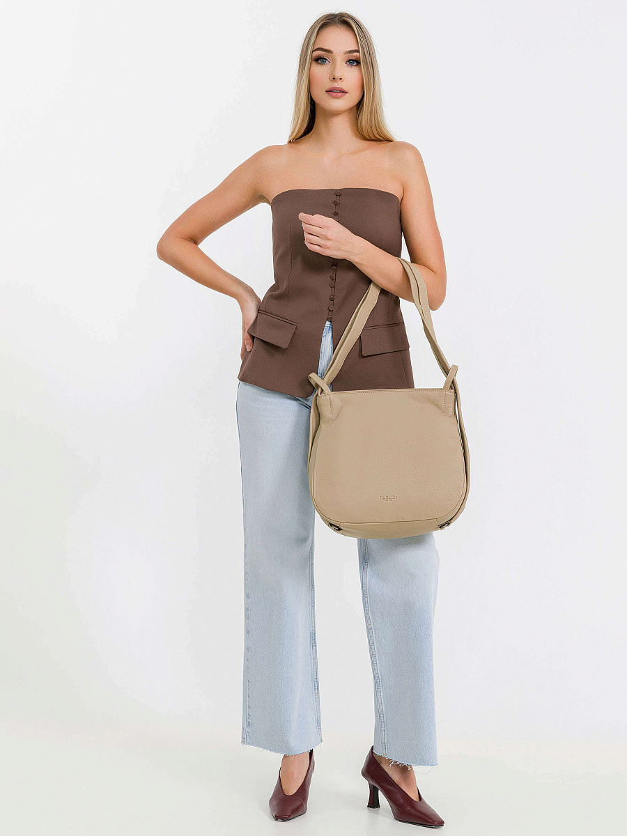 Женская сумка Dr.Koffer из натуральной кожи бежевая