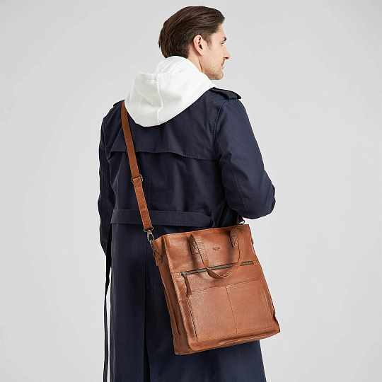 Деловая сумка Dr.Koffer из натуральной кожи коричневая