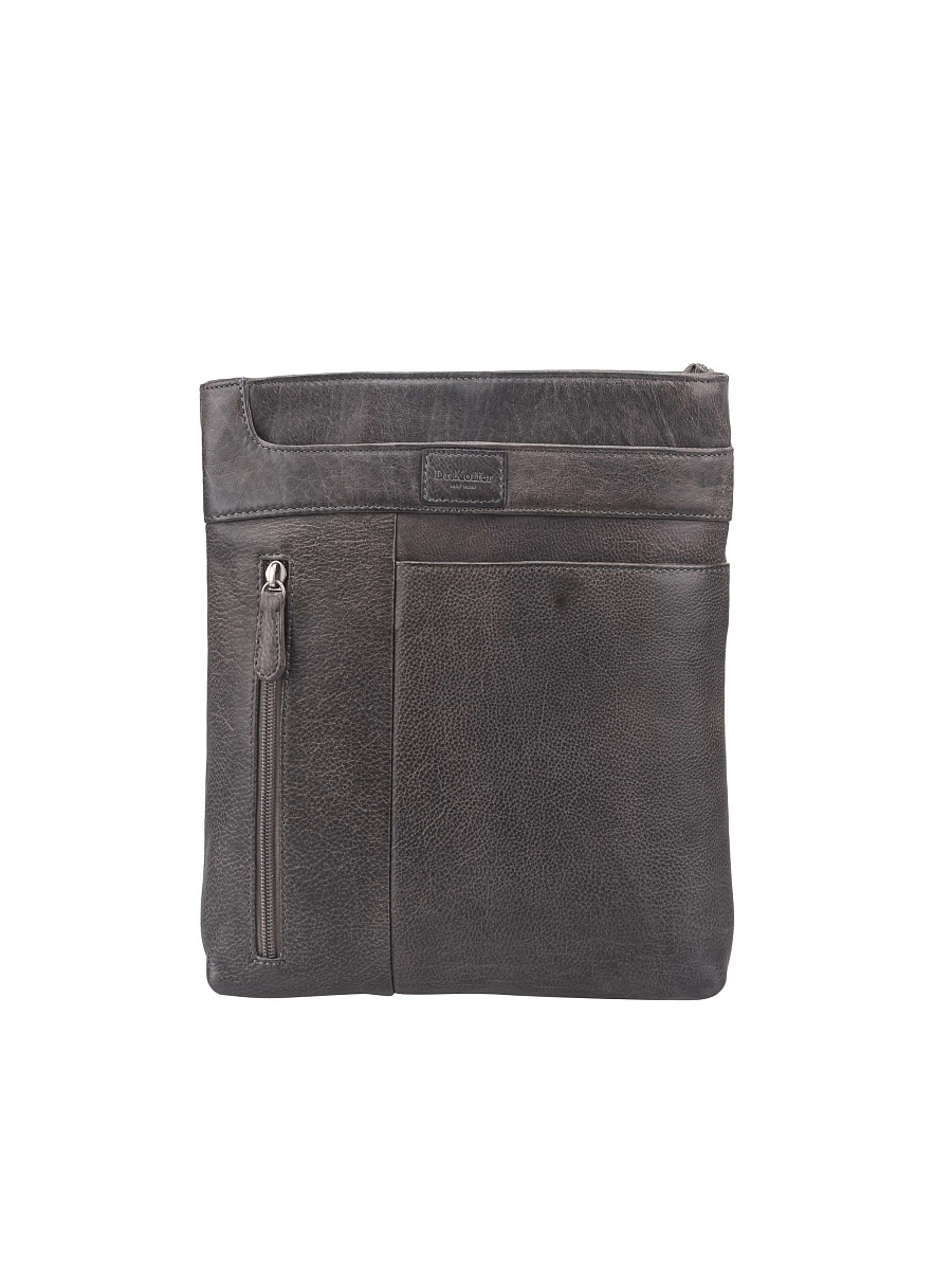 Сумка через плечо Dr. Koffer из натуральной кожи серая