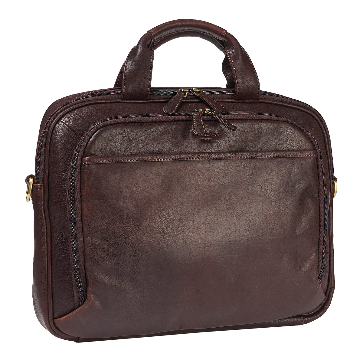 Деловая сумка Dr.Koffer из натуральной кожи темно-коричневая