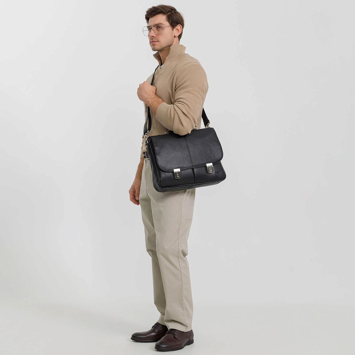 Портфель Dr.Koffer из натуральной кожи черный