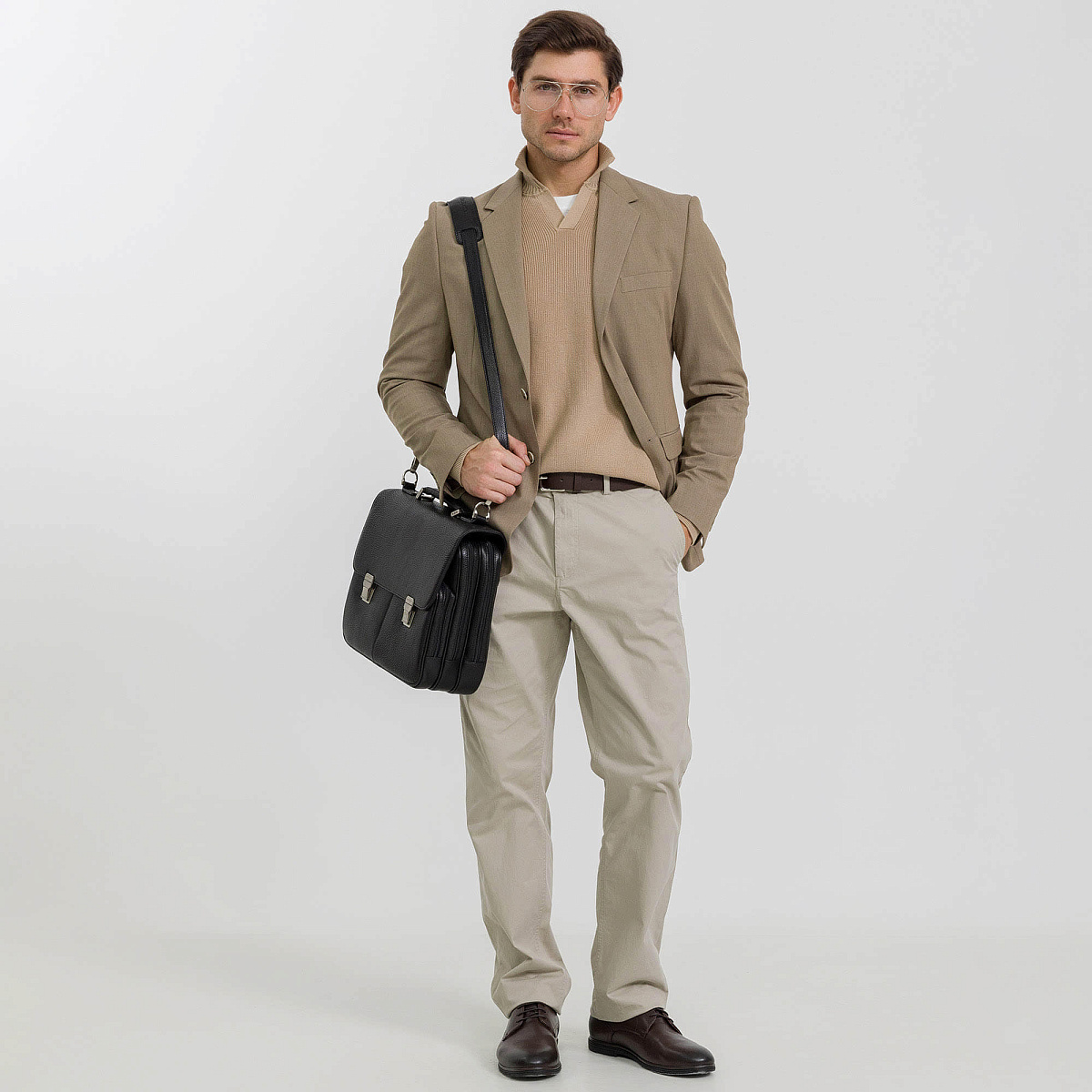 Портфель Dr.Koffer из натуральной кожи черный