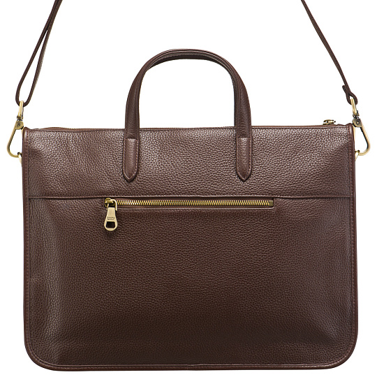 Деловая сумка Dr.Koffer из натуральной кожи темно-коричневая