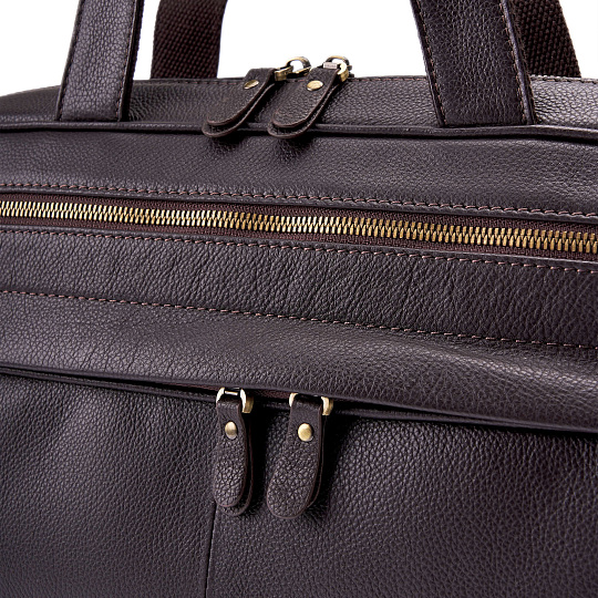 Деловая сумка Dr.Koffer из натуральной кожи темно-коричневая