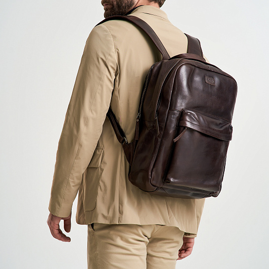 Рюкзак Dr.Koffer из натуральной кожи темно-коричневый