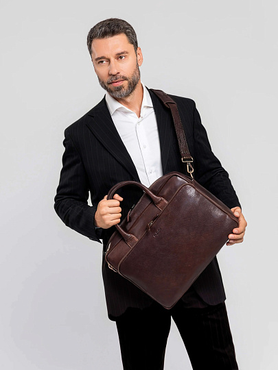 Деловая сумка Dr. Koffer из натуральной кожи коричневая
