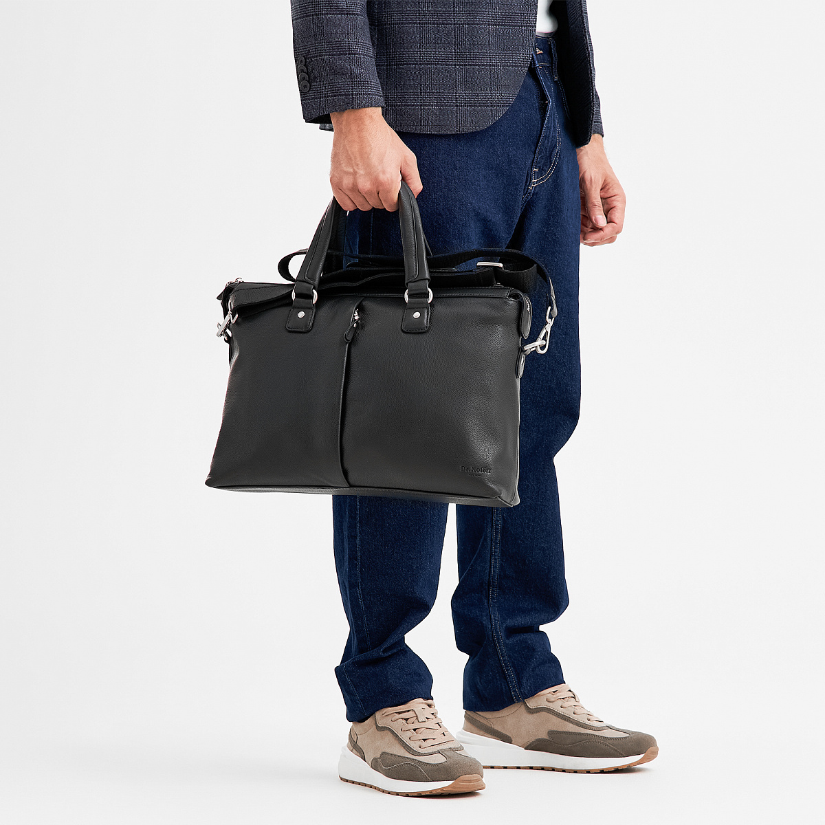 Деловая сумка Dr.Koffer из натуральной кожи черная