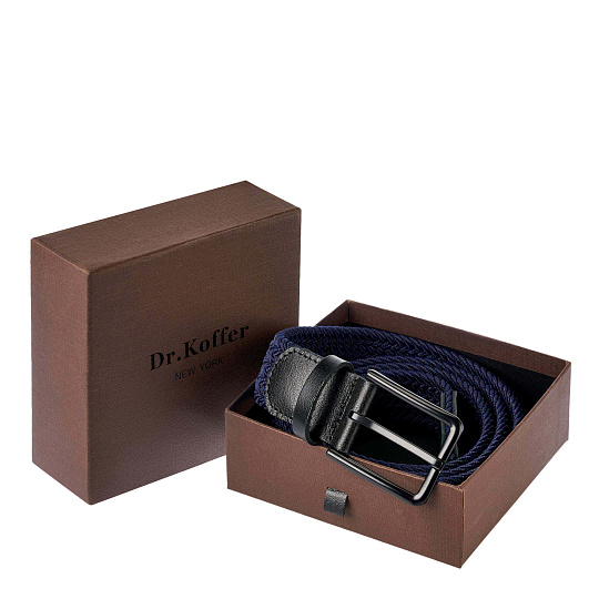 Ремень Dr.Koffer из натуральной кожи и текстиля синий