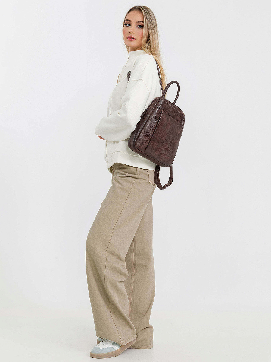 Рюкзак Dr.Koffer из натуральной кожи темно-коричневый