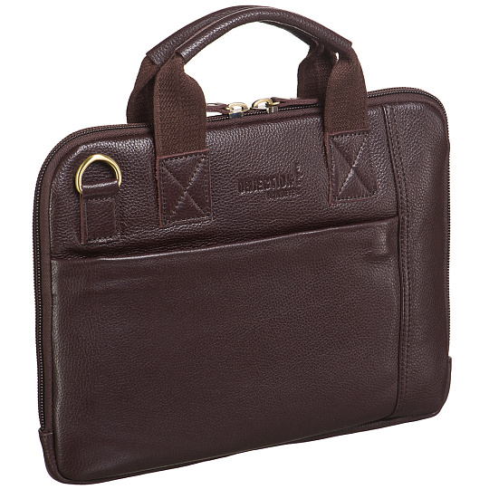Деловая сумка Dr.Koffer из натуральной кожи темно-коричневая