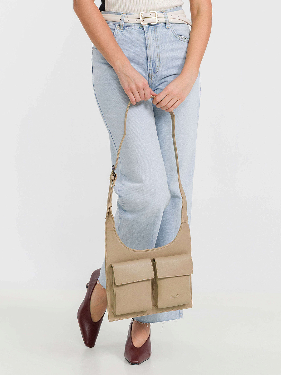 Сумка через плечо Dr.Koffer из натуральной кожи бежевая