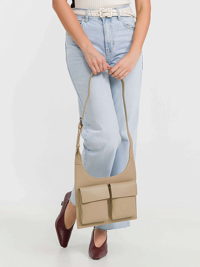 Сумка через плечо Dr.Koffer из натуральной кожи бежевая