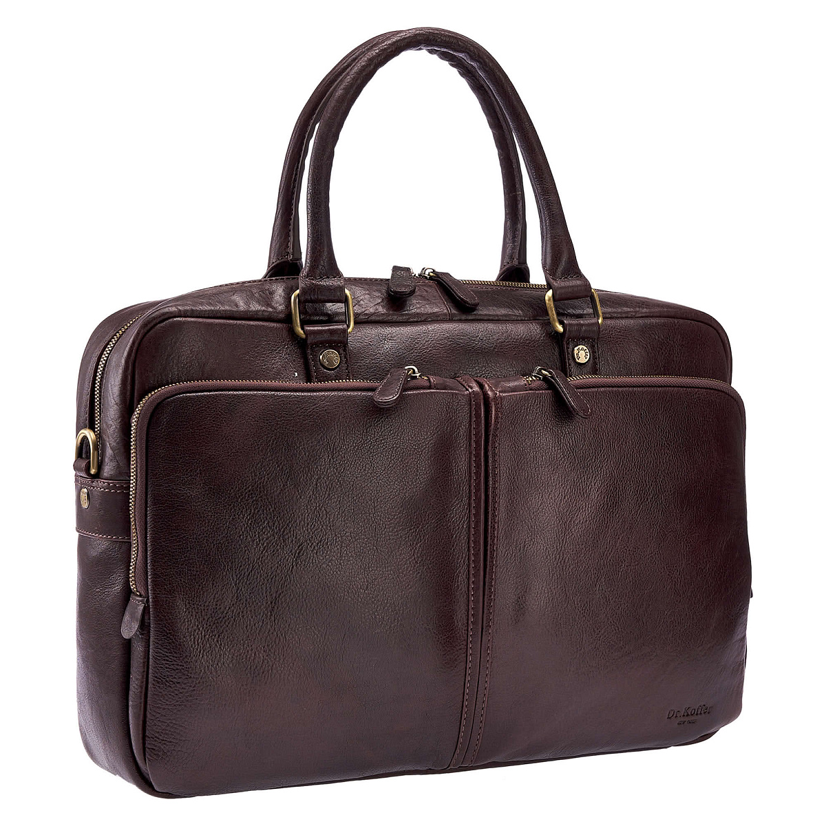 Деловая сумка Dr.Koffer из натуральной кожи темно-коричневая