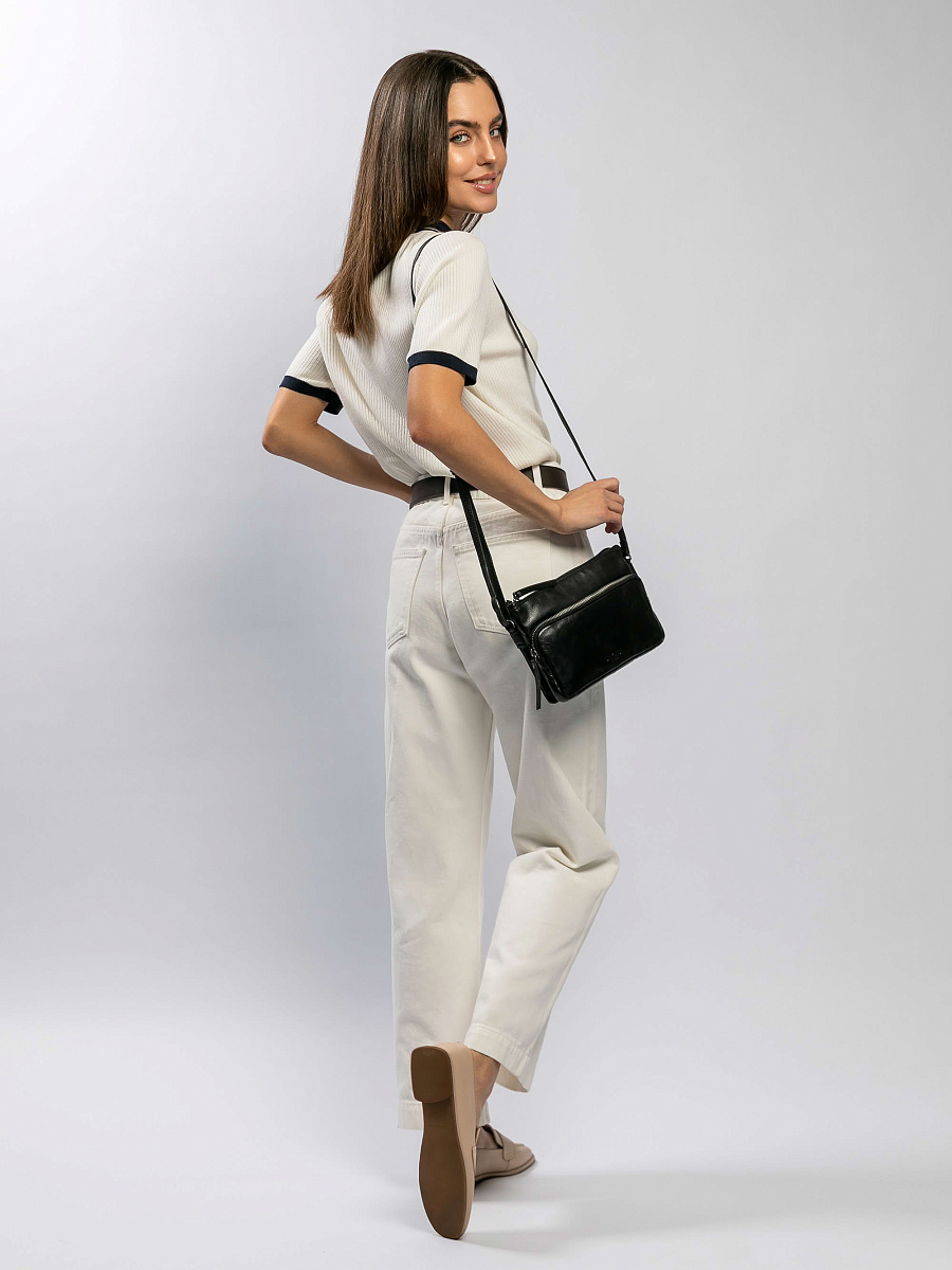 Сумка через плечо Dr.Koffer из натуральной кожи черная