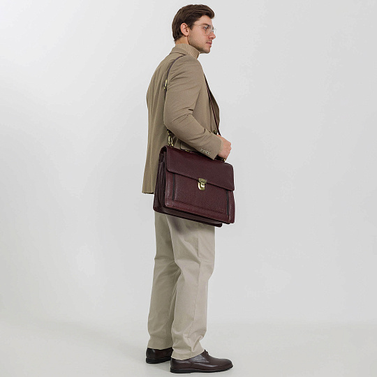 Портфель Dr.Koffer из натуральной кожи темно-коричневый